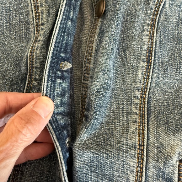 Michael Kors Womens Military Denim Jacket Blue Medium Wash Button Up Coat Size M - Picture 4 of 16